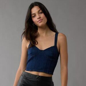 NWT American Eagle Denim Corset Top Size Dark Wash XXL